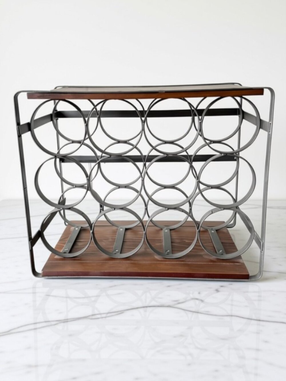 3-Tier Wood & Metal Wine Rack - Picture 4 of 5